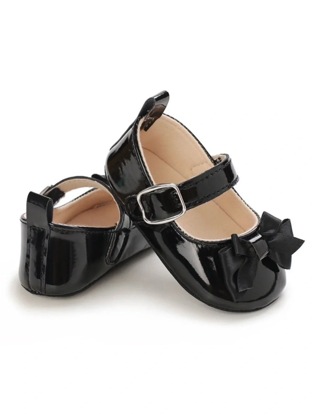 Infant Girls’ Black Patent Mary Jane’s with Bow Accent Size 3